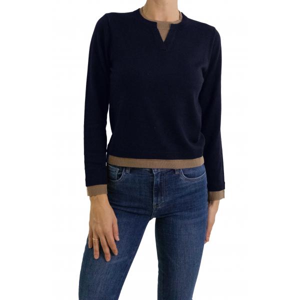 Maglione girocollo bicolore 